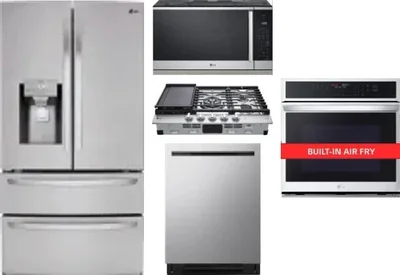 5 Piece Package Includes Refrigerator, Cooktop, Wall Oven, Microwave And Dishwasher
