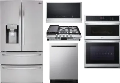 5 Piece Package Includes Refrigerator, Cooktop, Wall Oven, Microwave And Dishwasher