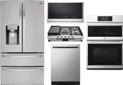 5 Piece Package Includes Refrigerator, Cooktop, Wall Oven, Microwave And Dishwasher