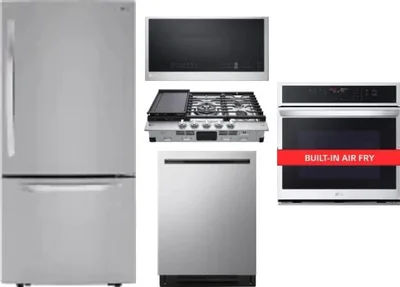 5 Piece Package Includes Refrigerator, Cooktop, Wall Oven, Microwave And Dishwasher