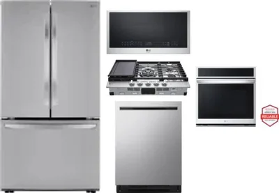 5 Piece Package Includes Refrigerator, Cooktop, Wall Oven, Microwave And Dishwasher