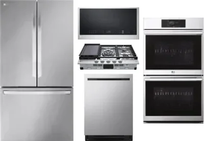 5 Piece Package Includes Refrigerator, Cooktop, Wall Oven, Microwave And Dishwasher