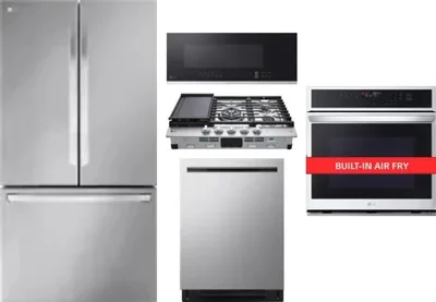5 Piece Package Includes Refrigerator, Cooktop, Wall Oven, Microwave And Dishwasher