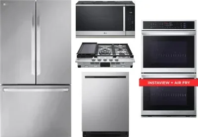 5 Piece Package Includes Refrigerator, Cooktop, Wall Oven, Microwave And Dishwasher