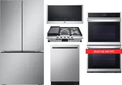 5 Piece Package Includes Refrigerator, Cooktop, Wall Oven, Microwave And Dishwasher