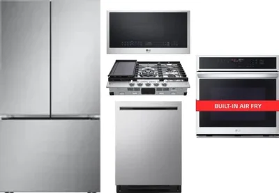 5 Piece Package Includes Refrigerator, Cooktop, Wall Oven, Microwave And Dishwasher
