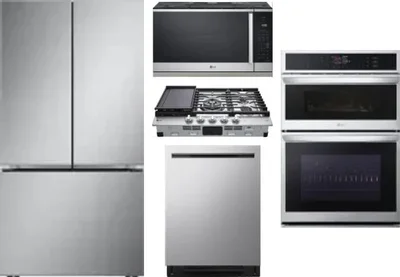 5 Piece Package Includes Refrigerator, Cooktop, Wall Oven, Microwave And Dishwasher