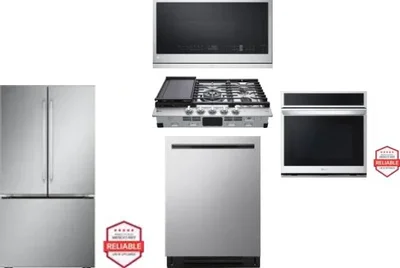 5 Piece Package Includes Refrigerator, Cooktop, Wall Oven, Microwave And Dishwasher