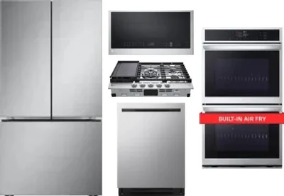5 Piece Package Includes Refrigerator, Cooktop, Wall Oven, Microwave And Dishwasher