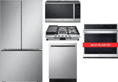5 Piece Package Includes Refrigerator, Cooktop, Wall Oven, Microwave And Dishwasher