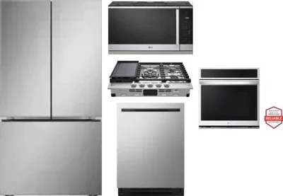 5 Piece Package Includes Refrigerator, Cooktop, Wall Oven, Microwave And Dishwasher