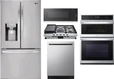 5 Piece Package Includes Refrigerator, Cooktop, Wall Oven, Microwave And Dishwasher
