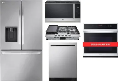 5 Piece Package Includes Refrigerator, Cooktop, Wall Oven, Microwave And Dishwasher