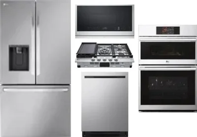 5 Piece Package Includes Refrigerator, Cooktop, Wall Oven, Microwave And Dishwasher