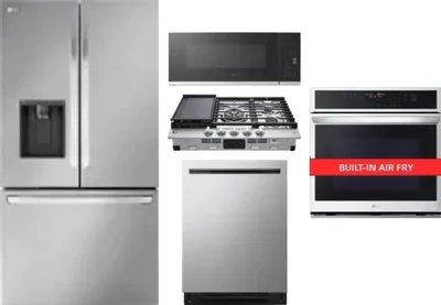 5 Piece Package Includes Refrigerator, Cooktop, Wall Oven, Microwave And Dishwasher