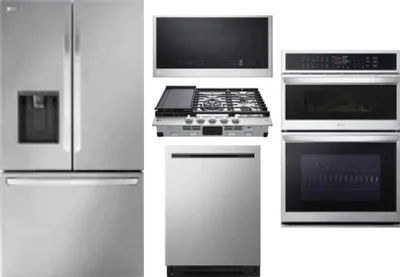 5 Piece Package Includes Refrigerator, Cooktop, Wall Oven, Microwave And Dishwasher