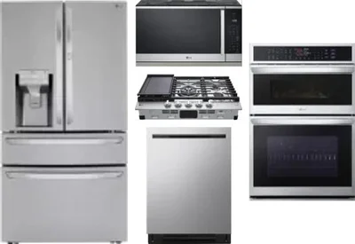 5 Piece Package Includes Refrigerator, Cooktop, Wall Oven, Microwave And Dishwasher