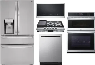 5 Piece Package Includes Refrigerator, Cooktop, Wall Oven, Microwave And Dishwasher