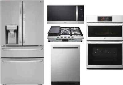 5 Piece Package Includes Refrigerator, Cooktop, Wall Oven, Microwave And Dishwasher