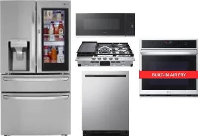 5 Piece Package Includes Refrigerator, Cooktop, Wall Oven, Microwave And Dishwasher