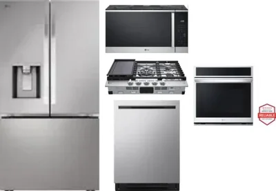 5 Piece Package Includes Refrigerator, Cooktop, Wall Oven, Microwave And Dishwasher