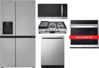 5 Piece Package Includes Refrigerator, Cooktop, Wall Oven, Microwave And Dishwasher