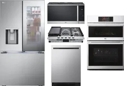 5 Piece Package Includes Refrigerator, Cooktop, Wall Oven, Microwave And Dishwasher