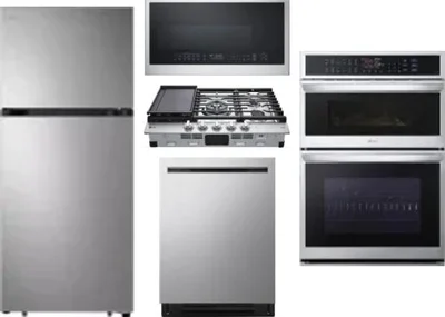 5 Piece Package Includes Refrigerator, Cooktop, Wall Oven, Microwave And Dishwasher