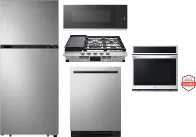 5 Piece Package Includes Refrigerator, Cooktop, Wall Oven, Microwave And Dishwasher