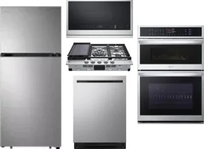 5 Piece Package Includes Refrigerator, Cooktop, Wall Oven, Microwave And Dishwasher