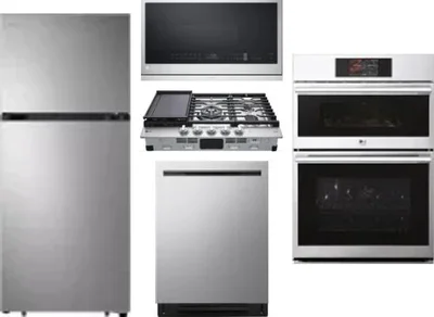 5 Piece Package Includes Refrigerator, Cooktop, Wall Oven, Microwave And Dishwasher