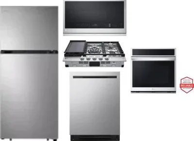 5 Piece Package Includes Refrigerator, Cooktop, Wall Oven, Microwave And Dishwasher