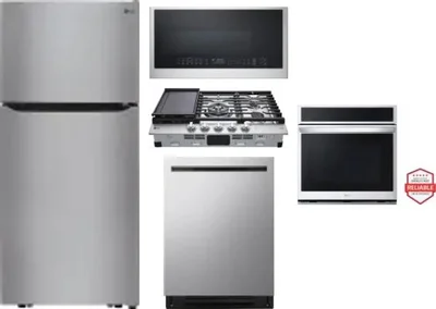 5 Piece Package Includes Refrigerator, Cooktop, Wall Oven, Microwave And Dishwasher