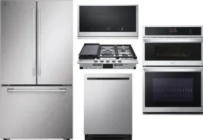 5 Piece Package Includes Refrigerator, Cooktop, Wall Oven, Microwave And Dishwasher