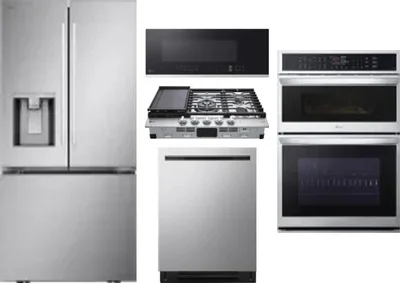 5 Piece Package Includes Refrigerator, Cooktop, Wall Oven, Microwave And Dishwasher