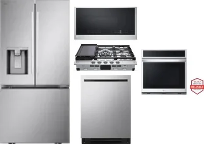 5 Piece Package Includes Refrigerator, Cooktop, Wall Oven, Microwave And Dishwasher