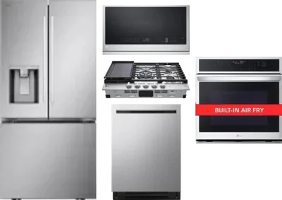 5 Piece Package Includes Refrigerator, Cooktop, Wall Oven, Microwave And Dishwasher