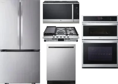 5 Piece Package Includes Refrigerator, Cooktop, Wall Oven, Microwave And Dishwasher