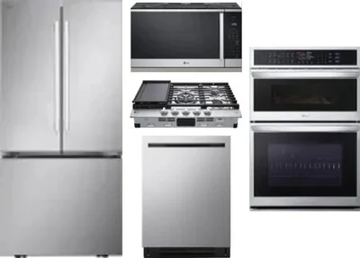 5 Piece Package Includes Refrigerator, Cooktop, Wall Oven, Microwave And Dishwasher