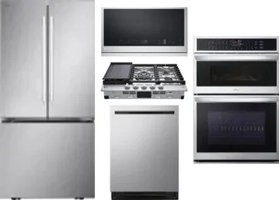 5 Piece Package Includes Refrigerator, Cooktop, Wall Oven, Microwave And Dishwasher