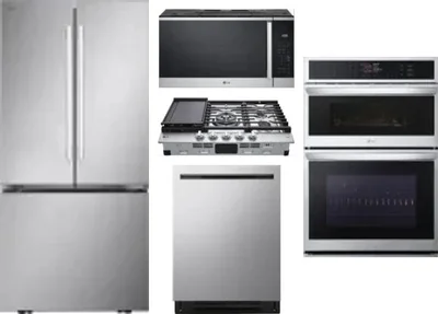 5 Piece Package Includes Refrigerator, Cooktop, Wall Oven, Microwave And Dishwasher