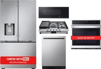 5 Piece Package Includes Refrigerator, Cooktop, Wall Oven, Microwave And Dishwasher