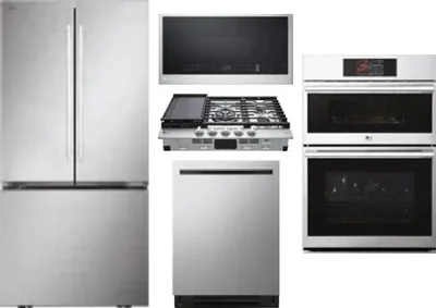 5 Piece Package Includes Refrigerator, Cooktop, Wall Oven, Microwave And Dishwasher