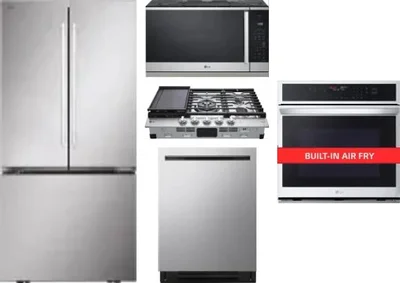 5 Piece Package Includes Refrigerator, Cooktop, Wall Oven, Microwave And Dishwasher