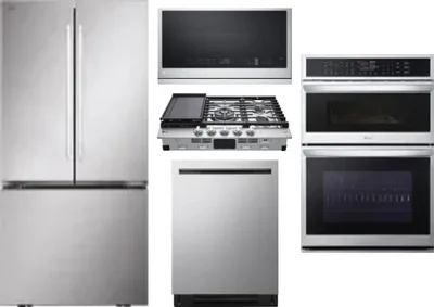 5 Piece Package Includes Refrigerator, Cooktop, Wall Oven, Microwave And Dishwasher