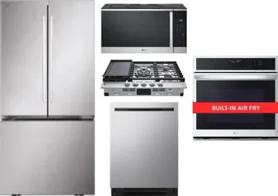 5 Piece Package Includes Refrigerator, Cooktop, Wall Oven, Microwave And Dishwasher