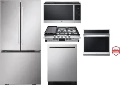 5 Piece Package Includes Refrigerator, Cooktop, Wall Oven, Microwave And Dishwasher
