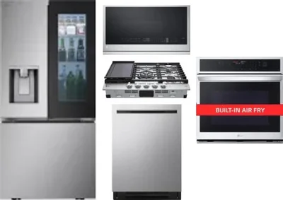5 Piece Package Includes Refrigerator, Cooktop, Wall Oven, Microwave And Dishwasher