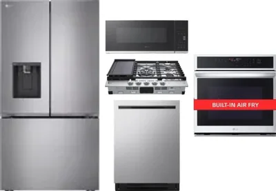 5 Piece Package Includes Refrigerator, Cooktop, Wall Oven, Microwave And Dishwasher