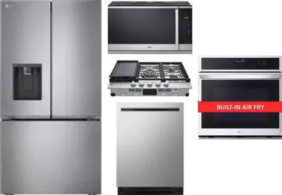 5 Piece Package Includes Refrigerator, Cooktop, Wall Oven, Microwave And Dishwasher